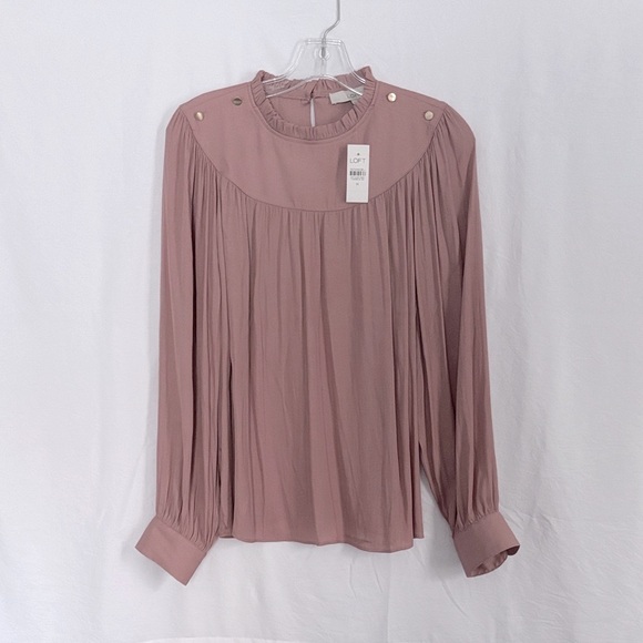 LOFT Mauve Blouse with Gold Buttons - Picture 1 of 6